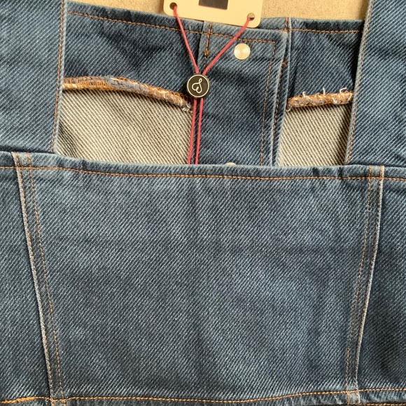 NWT Denim Crop top with adjustable drawstring in size L - Picture 9 of 16